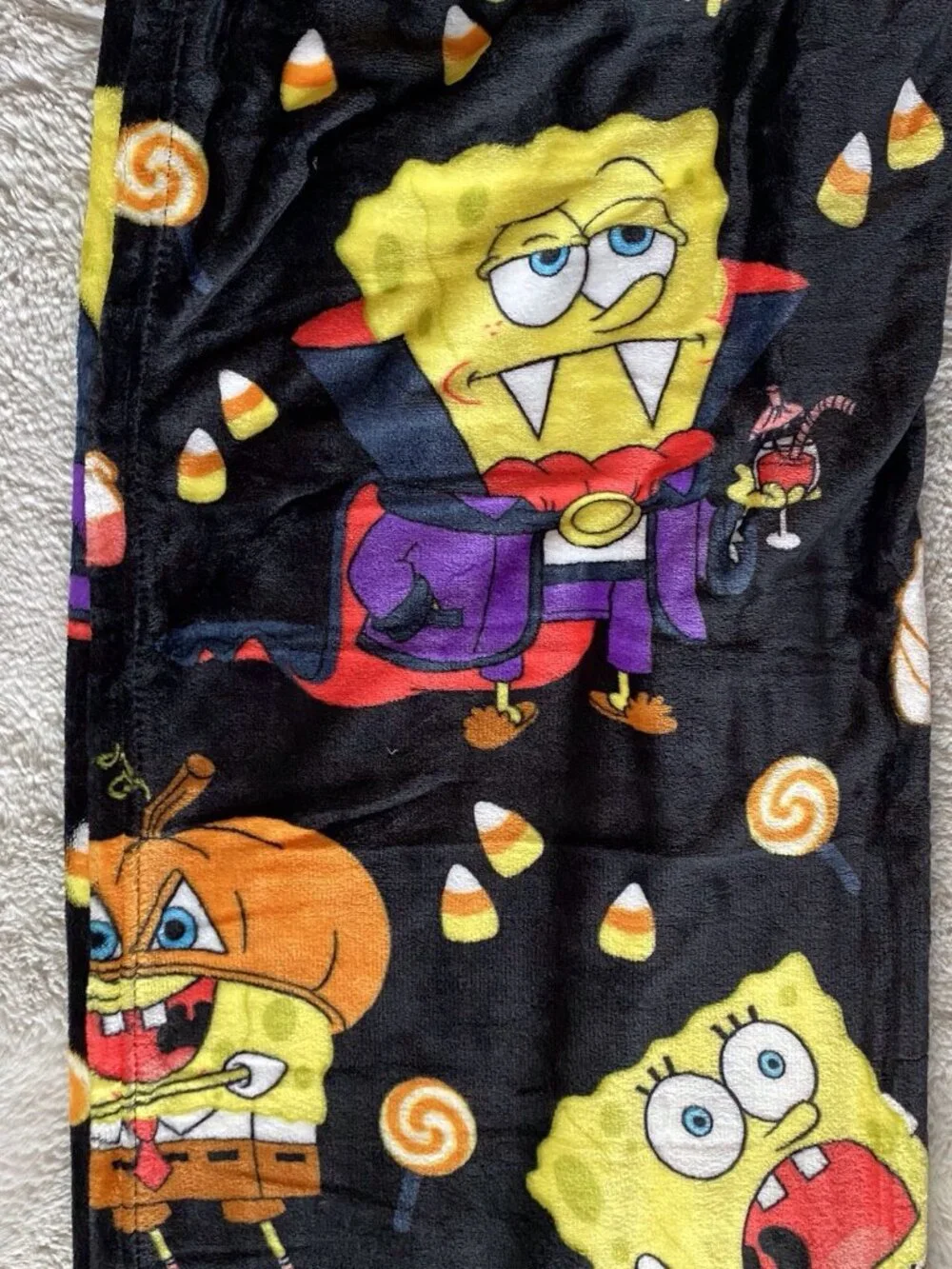 SpongeBob SquarePants Pumpkin Halloween Throw Blanket 50”x70” Patrick Mummy NEW
